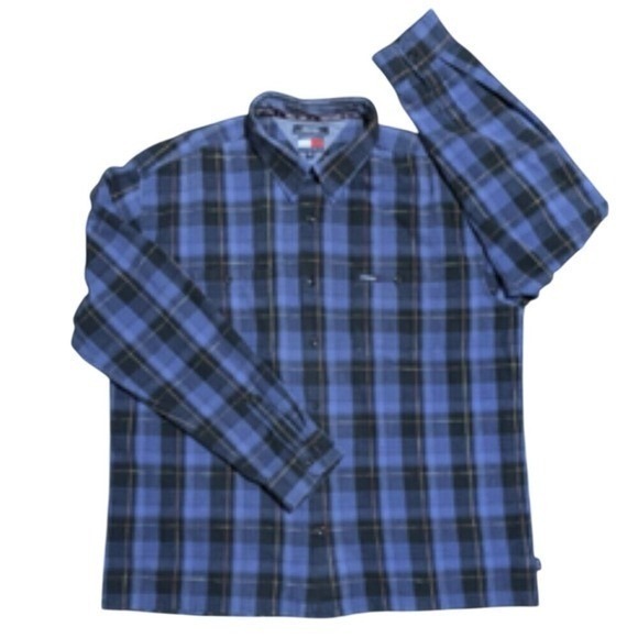Tommy Hilfiger Other - Tommy Jeans Mens XXL Blue Plaid Flannel Button Down Casual Shirt Excellent